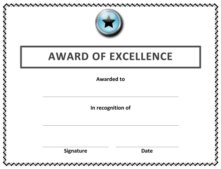 Award of Excellence Certificate »