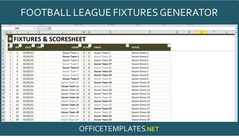 Football League Fixtures Creator with Automated Standing Table ...