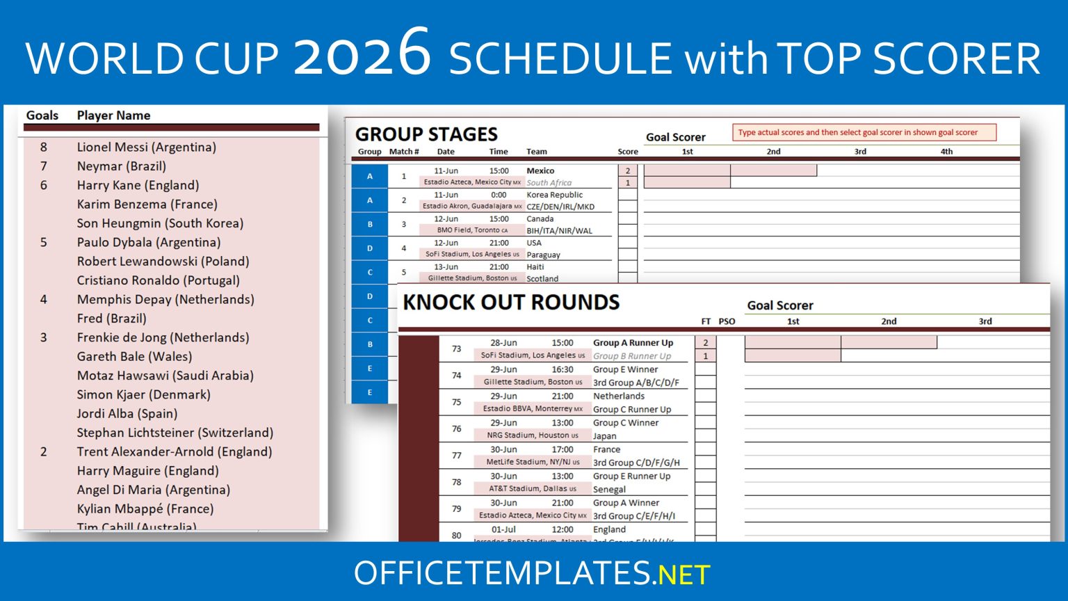 FIFA World Cup 2026 Schedule and Scoresheet » OFFICETEMPLATES.NET